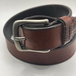 Columbia Men’s Brown Genuine Leather Belt Size 34” Silver Tone Buckle CS5007